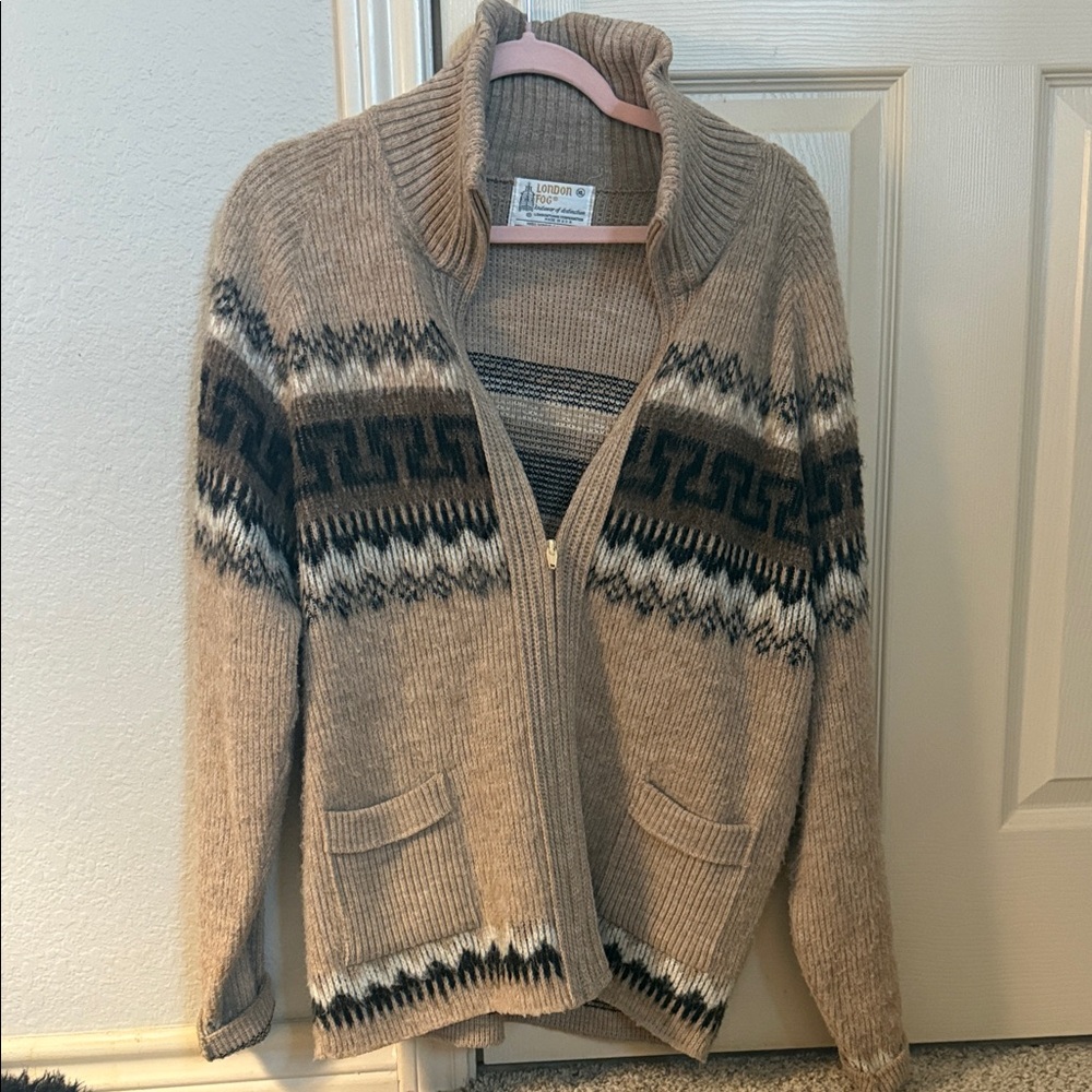 London Fog Tan and Brown Knit Jacket